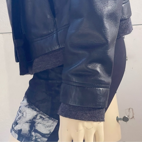 Andrew Marc Women's Asymmetrical shawl collar  Leather Jacket with wool lining - Picture 7 of 12